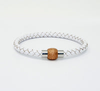 Unisex Men's Genuine  Leather Stainless Steel Magnetic Clasp Bracelet White