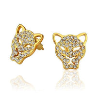 Rose Gold Platinum Plated  Earrings Stud AAA Zirconia Push Back  Puma .52" L314