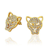 Rose Gold Platinum Plated  Earrings Stud AAA Zirconia Push Back  Puma .52" L314