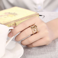 Rose Gold Platinum Plated Fashion Ring Women Open Double Line B476