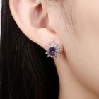 Platinum Plated Colors  Earrings Stud AAA Cubic Zirconia Push Back .48" L246