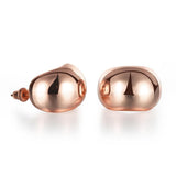 Rose Gold Plated Earrings Stud Push Back .84" L267