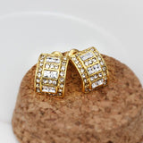Rose Gold Platinum Plated  Earrings Stud AAA Zirconia Push Back .36" L297