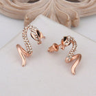 Rose Gold Platinum Plated  Earrings Stud AAA Zirconia Push Back Snake .48" L313