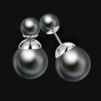 Rose Gold Platinum Plated Earrings Stud Synthetic Pearl Push Back .60" L178