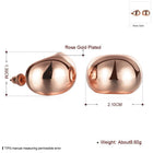 Rose Gold Plated Earrings Stud Push Back .84" L267