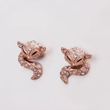 Rose Gold Platinum Plated Earrings AAA Zirconia Push Back Sugar Glider .52" L289