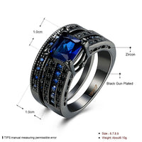 Gold Plated Black Gunmetal P Fashion Set Ring  AAA Zirconia Women B344