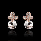 Rose Gold Platinum Plated Earrings Stud AAA Zirconia Push Back .4" L296