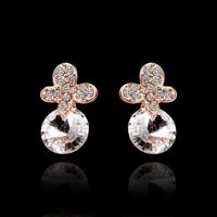 Rose Gold Platinum Plated Earrings Stud AAA Zirconia Push Back .4" L296