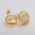 Rose Gold Platinum Plated Earrings Stud AAA Zirconia Push Back Heart .56" L272