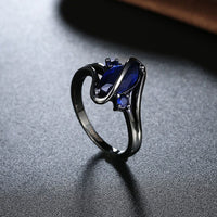 Gold Plated Black Gunmetal P Fashion Ring AAA Zirconia Women  B320