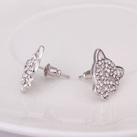 Rose Gold Platinum Plated  Earrings Stud AAA Zirconia Push Back  Puma .52" L314