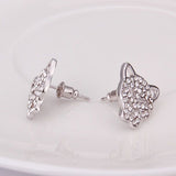 Rose Gold Platinum Plated  Earrings Stud AAA Zirconia Push Back  Puma .52" L314
