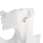 Rose Gold Platinum Plated  Earrings AAA Zirconia Push Back Flowers .72" L224