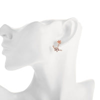 Rose Gold Platinum Plated  Earrings AAA Zirconia Push Back Flowers .72" L224