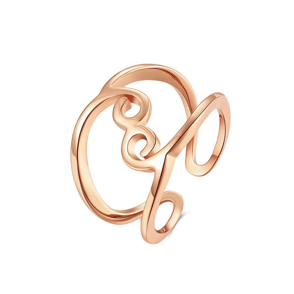 Rose Gold Platinum Plated Fashion Ring Women Open Double Line B151