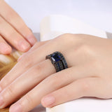 Gold Plated Black Gunmetal P Fashion Set Ring  AAA Zirconia Women B344