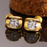 Rose Gold Platinum Plated Earrings AAA Zirconia Push Back .28" L258