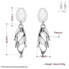 Rose Gold Plated Earrings Drop Dangle Fish Hook Leaf 52" L265