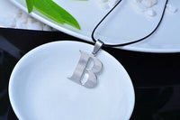 Stainless Steel Leather Necklace Pendant Lover Letter Initial Alphabet