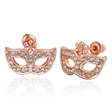 Rose Gold Plated Earrings Zirconia Push Back Mask .68" L257