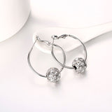Rose Gold Platinum Plated  Earrings Drop Dangle AAA Zirconia French Clip.4" L242