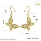 Rose Gold Platinum Plated  Earrings AAA Zirconia Fish Hook Butterfly .52 L230