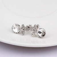 Rose Gold Platinum Plated Earrings Stud AAA Zirconia Push Back .4" L296