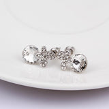 Rose Gold Platinum Plated Earrings Stud AAA Zirconia Push Back .4" L296