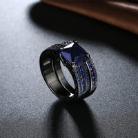 Gold Plated Black Gunmetal P Fashion Set Ring AAA Zirconia Women B325