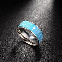 Stainless Steel Fashion Ring Black Women Cross Prayer B457