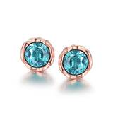 Rose Gold Plated Earrings Stud Czech Drill AAA Zirconia Push Back .34 L172