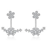Rose Gold Platinum Plated  Earrings AAA Zirconia Push Back Flowers .72" L224