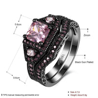 Gold Plated Black Gunmetal P Fashion Set Ring AAA Zirconia Women B322