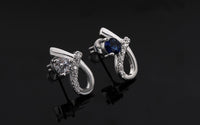 Sterling Silver Plated Blue Earrings Stud AAA Zirconia Push Back  L354