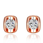Rose Gold Platinum Plated Earrings AAA Zirconia Push Back .28" L258