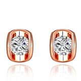 Rose Gold Platinum Plated Earrings AAA Zirconia Push Back .28" L258