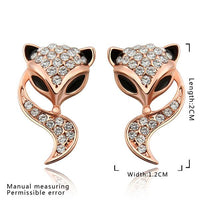 Rose Gold Platinud Plated Stud  AAA Zirconia Fox Earrings L437