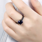 Gold Plated Black Gunmetal  P Fashion Ring AAA Zirconia Women B315