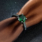 Gold Plated Black Gunmetal  P Fashion Ring AAA Zirconia Women B315