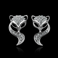 Rose Gold Platinud Plated Stud  AAA Zirconia Fox Earrings L437