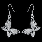 Rose Gold Platinum Plated  Earrings AAA Zirconia Fish Hook Butterfly .52 L230