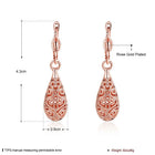 Rose Gold Platinum Plated Earrings Drop Dangle French Pierced .36" L243