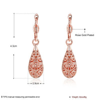 Rose Gold Platinum Plated Earrings Drop Dangle French Pierced .36" L243