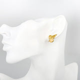 Rose Gold Plated Earrings Stud AAA Zirconia Push Back Butterfly .64" L271