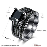 Gold Plated Black Gunmetal P Fashion Set Ring AAA Zirconia Women B325