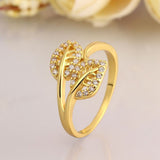 Rose Gold Plated Fashion  Ring AAA Zirconia Women Leaves B243