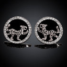 Rose Gold Plated Platinum Black Earrings AAA Zirconia Push Back  Jaguar.84" L255