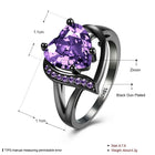 Gold Plated Black Gunmetal P Fashion Ring Red AAA Zirconia Women Heart B314